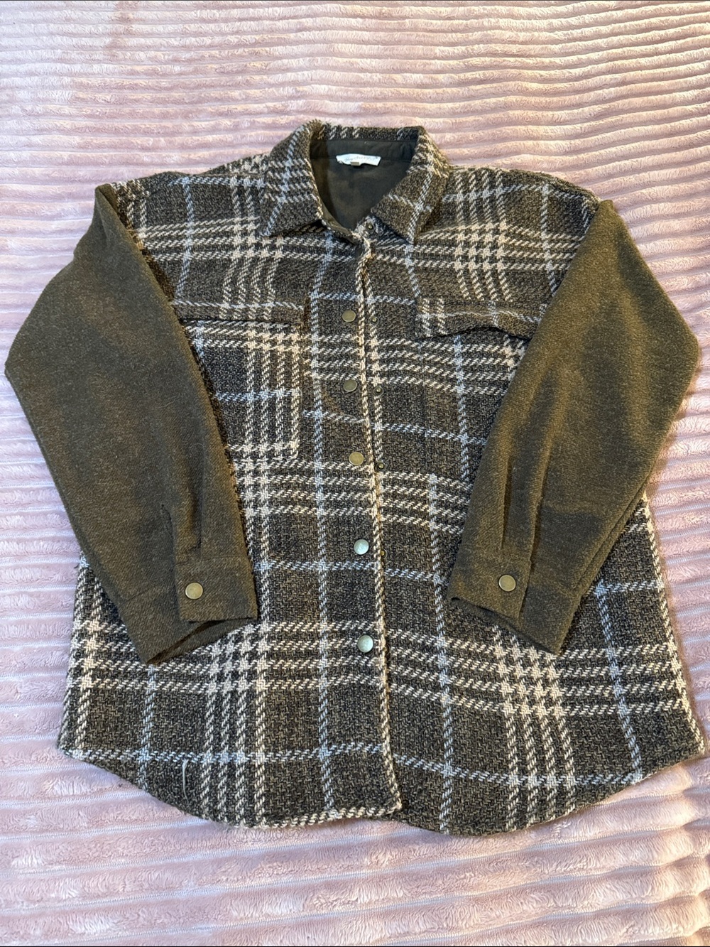Women’s Plaid Button-Up Shacket - Brown